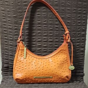 Brahmin Normandy Braxton Orange Coral Bag with Ostrich Textured Leather